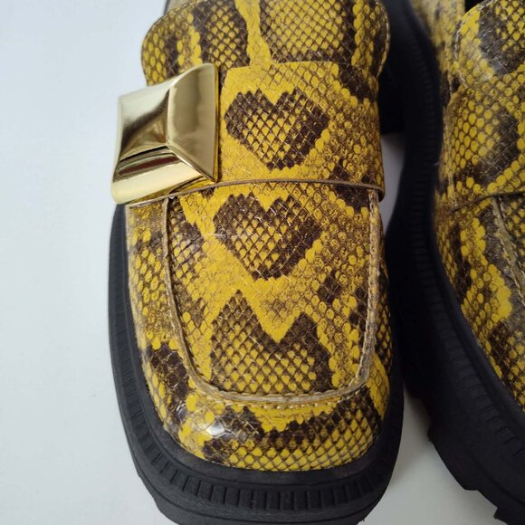 Katy Perry yellow and gray snakeskin chunky platform loafers size 8.5 - Picture 7 of 12